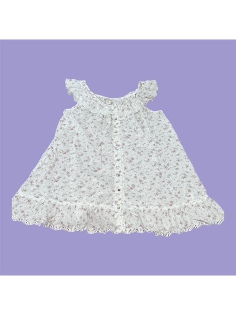 Rachel Ashwell Shabby Chic Cottagecore Floral Ruffle 100% Cotton Nightgown XL